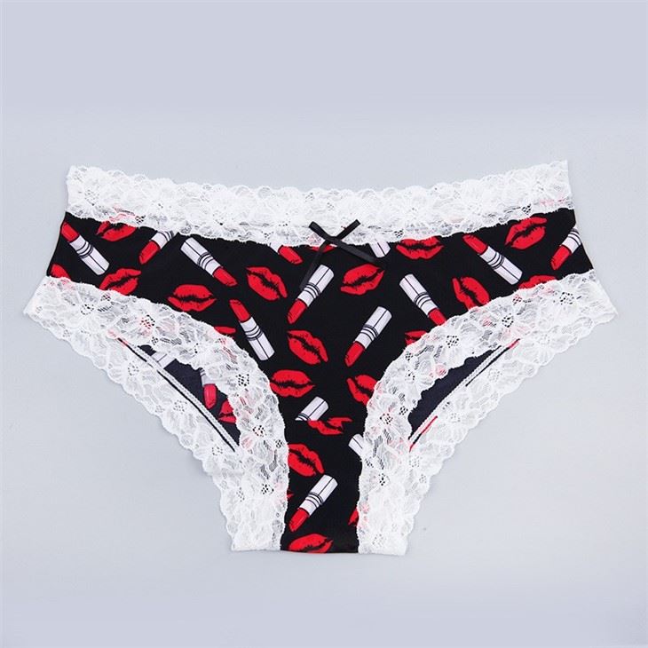 Fashion Style Nylon Lace Floral Printed Iced Silk Girl Brief Sexy Women Briefs Underwear Panty Underpants Ladies Women's Panties