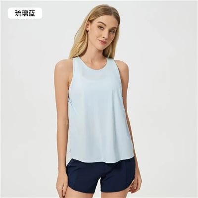 เสื้อกล้ามฟิตเนสที่มีน้ำหนักเบาของผู้หญิงที่มีน้ำหนักเบาพร้อมกับเสื้อโยคะแขนกุดที่แห้งเร็ว